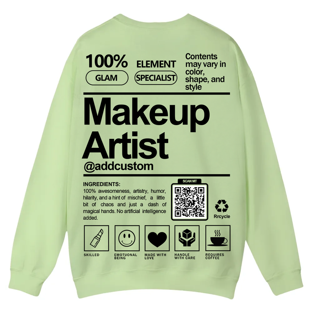 Wearishow Makeup Artist Addcustom QR Code Casual Crewneck Sweatshirt