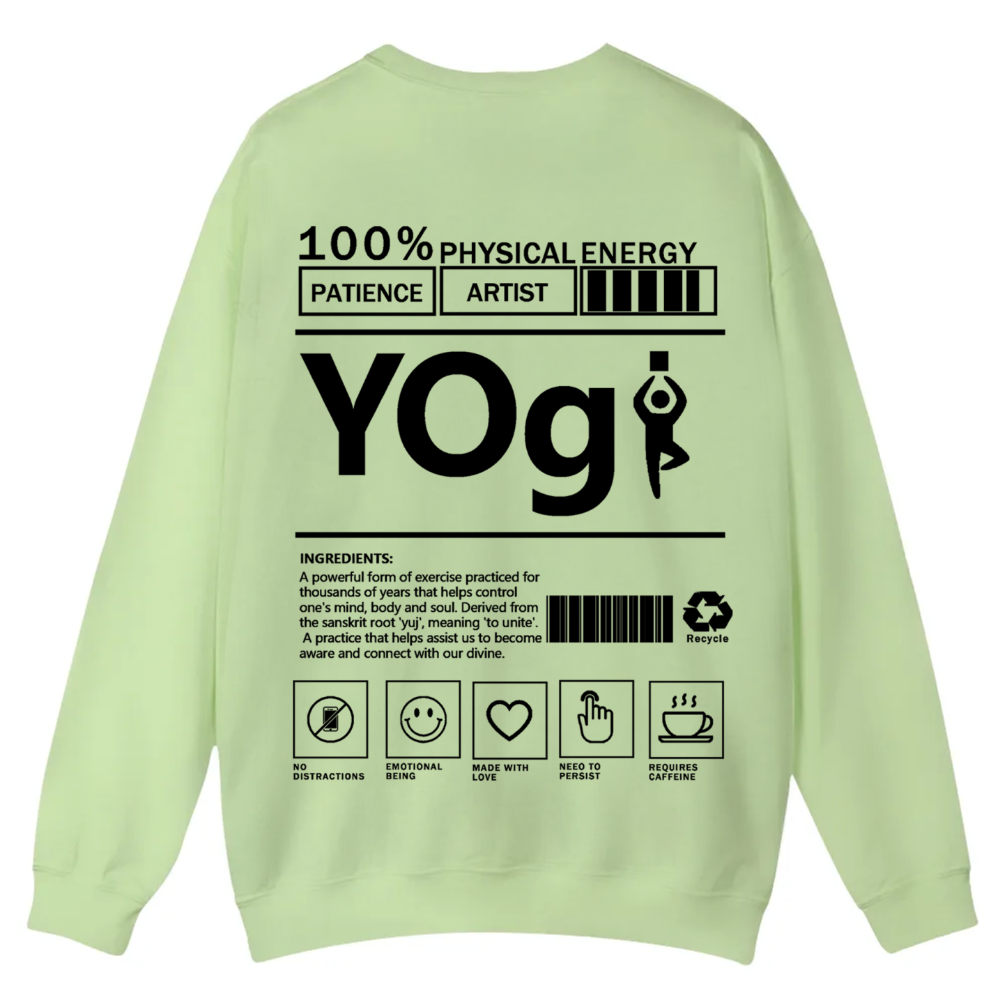 Yogi Solid Color Unisex Casual Crewneck Sweatshirt