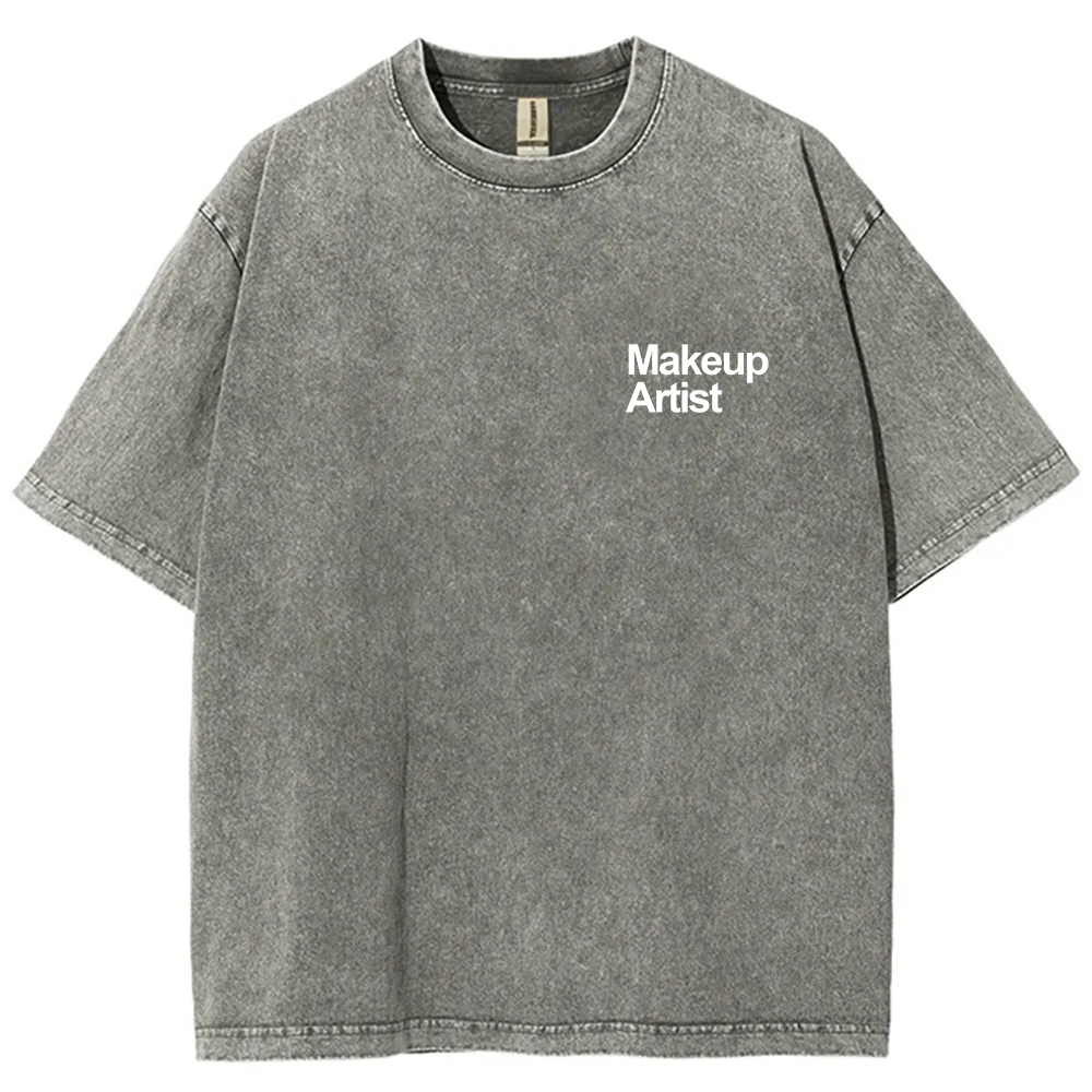 Wearishow Makeup Artist Addcustom QR Code Unisex Fit Washed T-Shirt