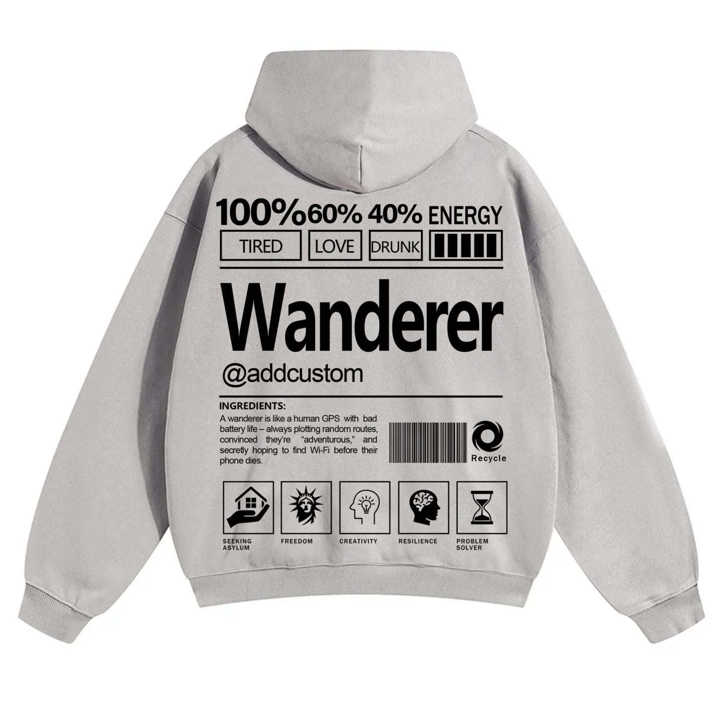 Wanderer Addcustom Unisex Fit Solid Color Hoodie