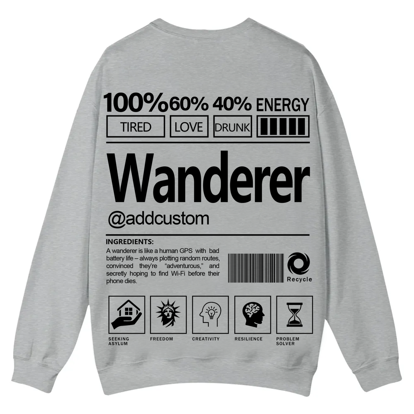 Wanderer Addcustom Unisex Fit Casual Crewneck Sweatshirt