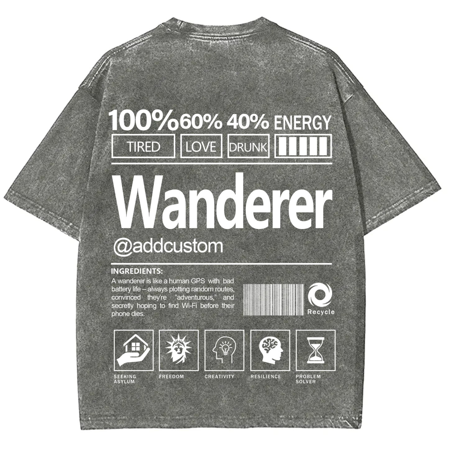 Wanderer Addcustom Unisex Fit Washed T-Shirt