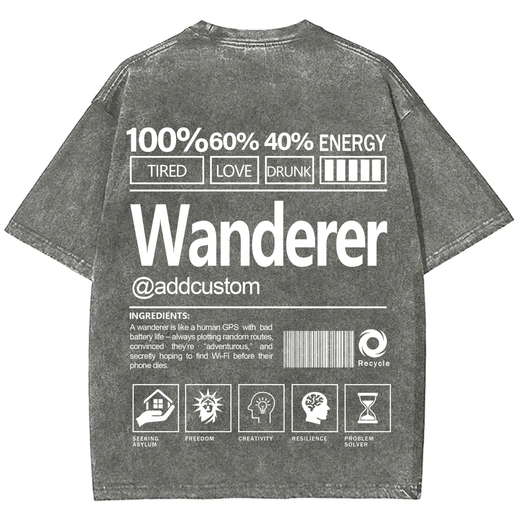 Wanderer Addcustom Unisex Fit Washed T-Shirt