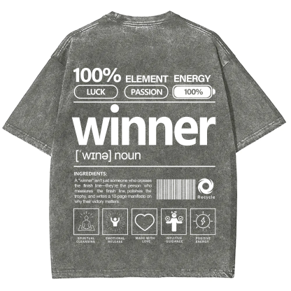 Winner Unisex Fit Washed T-Shirt