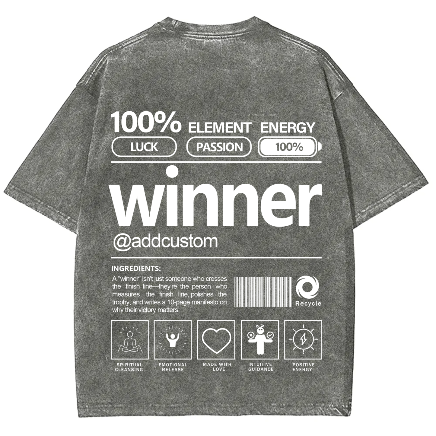 Winner Addcustom Unisex Fit Washed T-Shirt