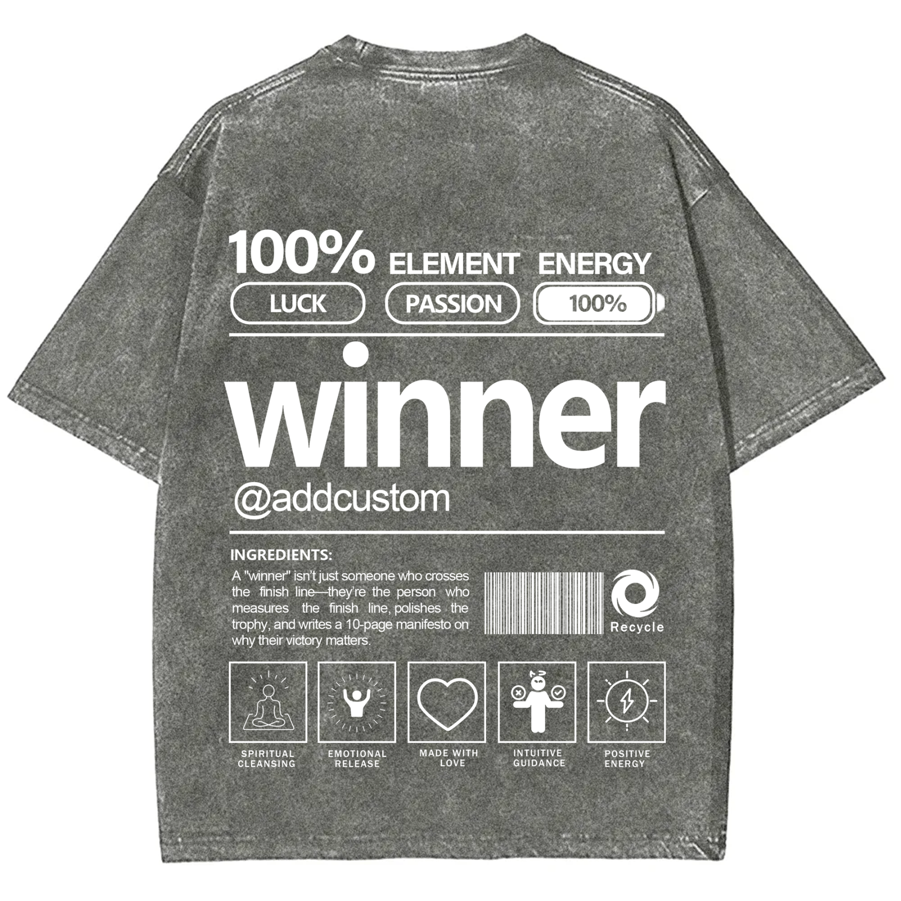 Winner Addcustom Unisex Fit Washed T-Shirt