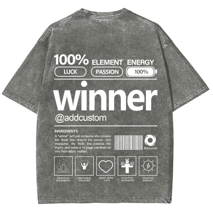 Winner Addcustom Unisex Fit Washed T-Shirt
