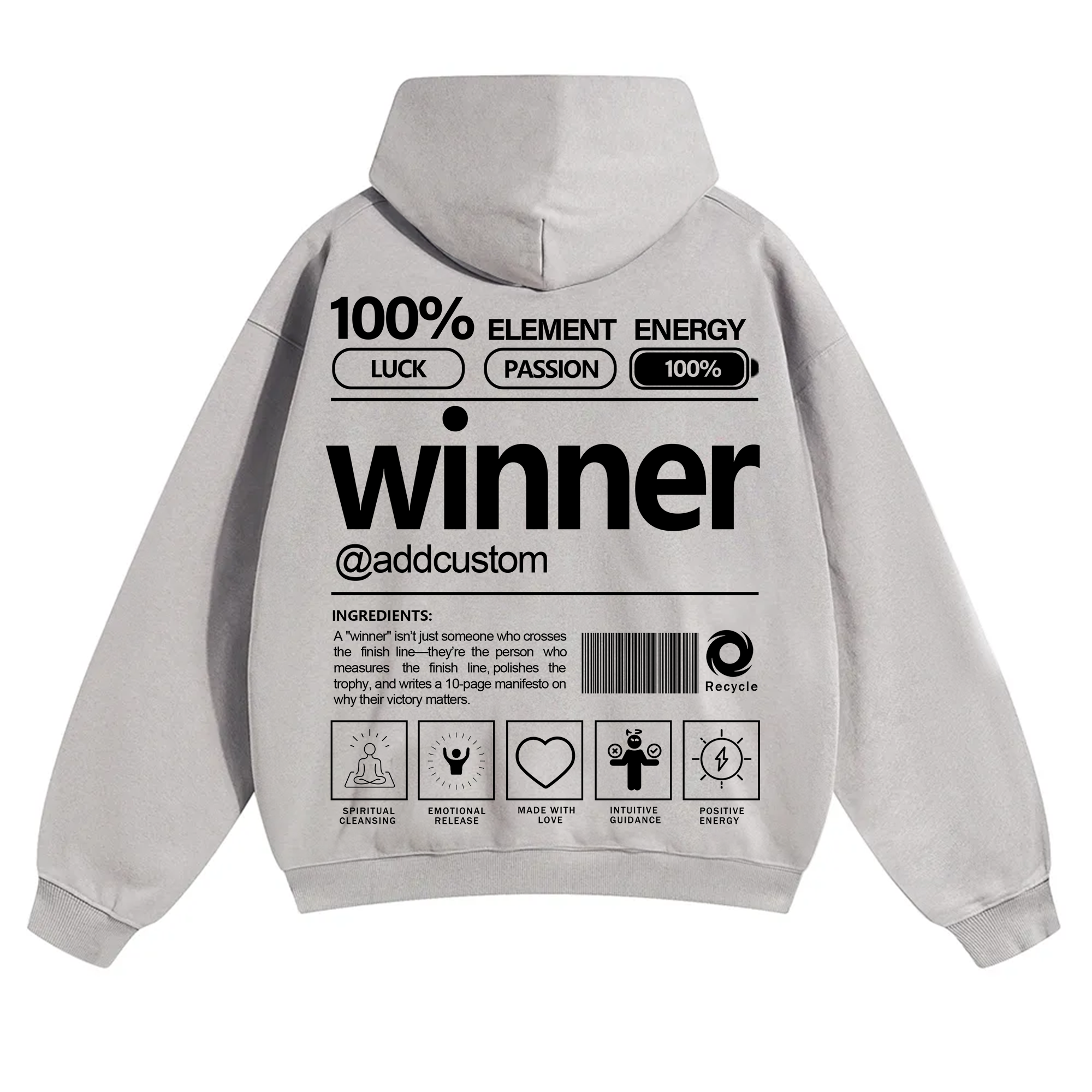 Winner Addcustom Unisex Fit Solid Color Hoodie