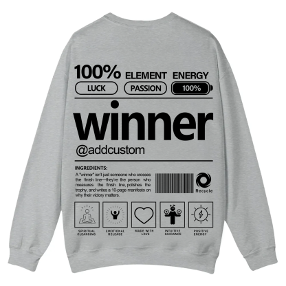 Winner Addcustom Unisex Fit Casual Crewneck Sweatshirt