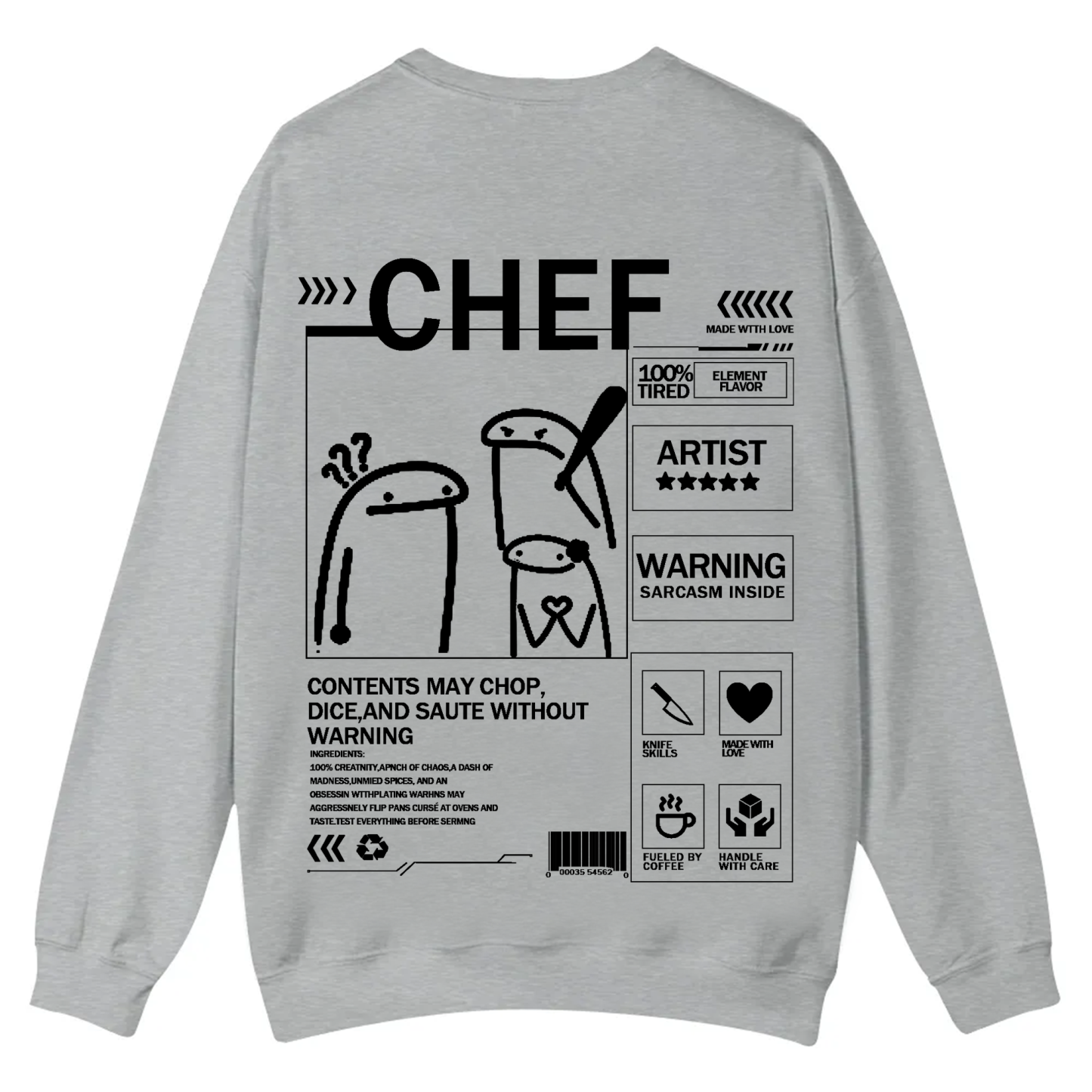 Chef Solid Color Unisex Casual Crewneck Sweatshirt
