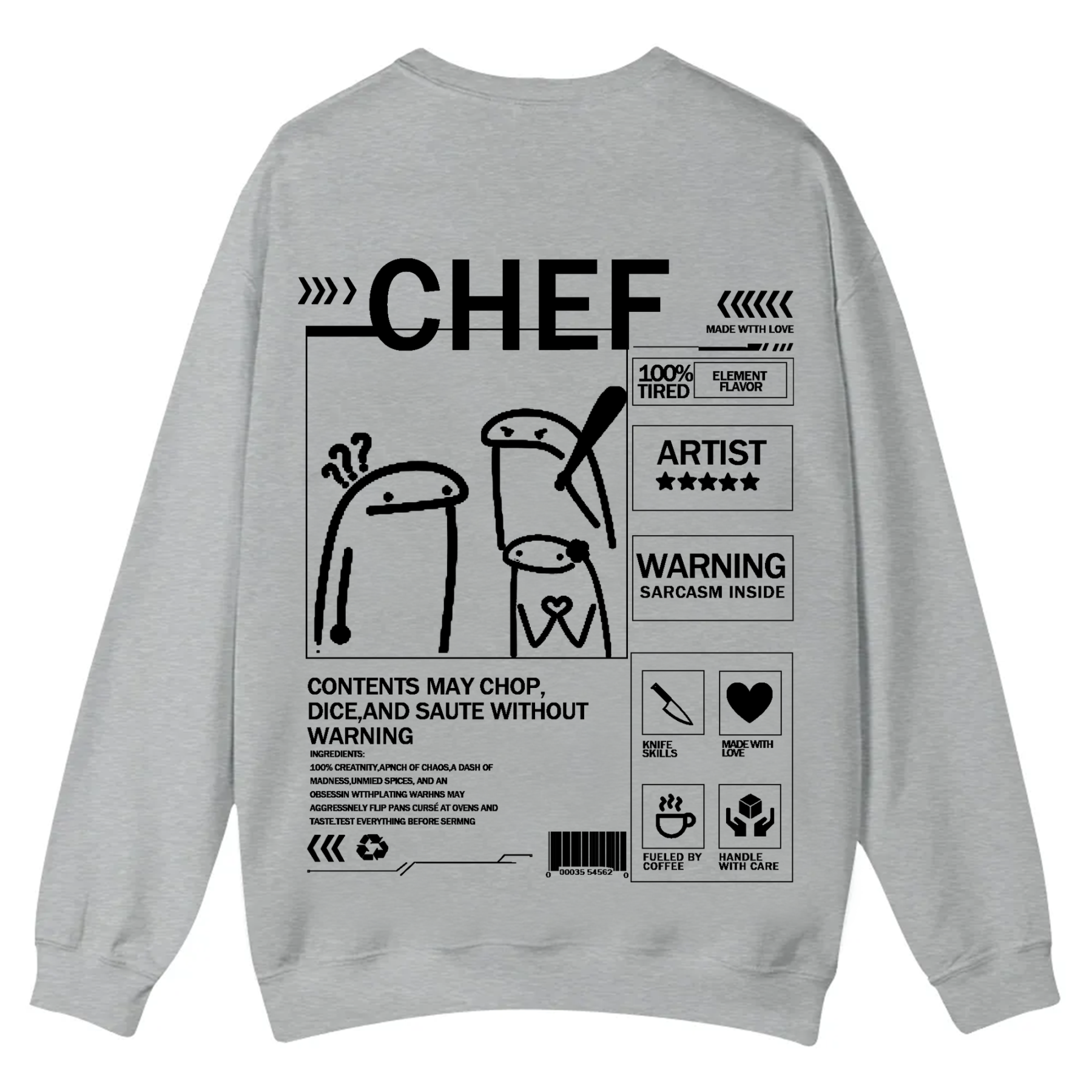 Chef Solid Color Unisex Casual Crewneck Sweatshirt