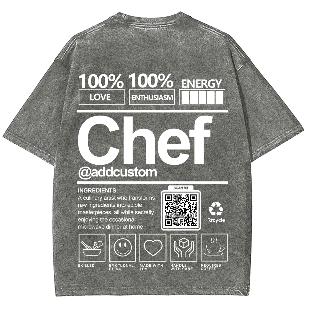 Chef Addcustom QR Code Unisex Fit Washed T-Shirt