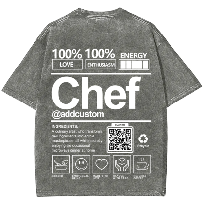 Chef Addcustom QR Code Unisex Fit Washed T-Shirt