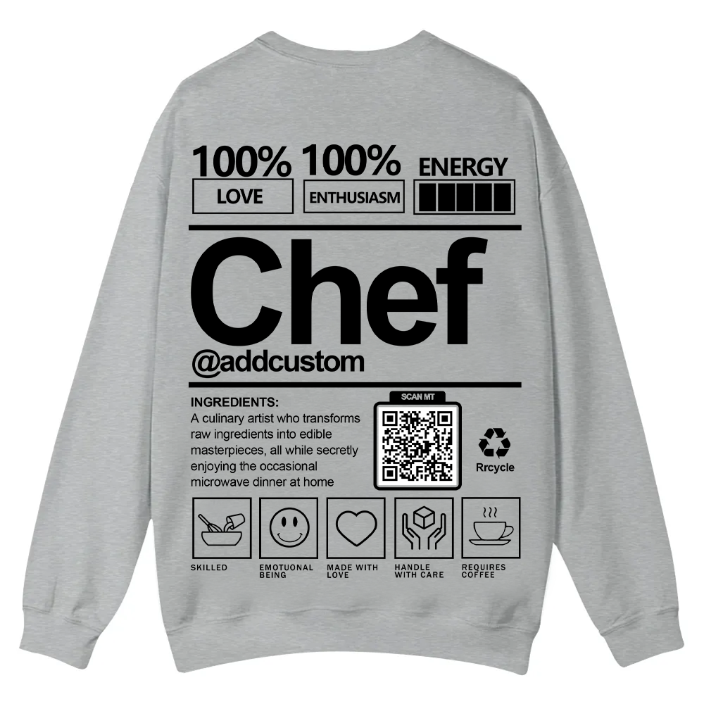 Chef Addcustom QR Code Casual Crewneck Sweatshirt