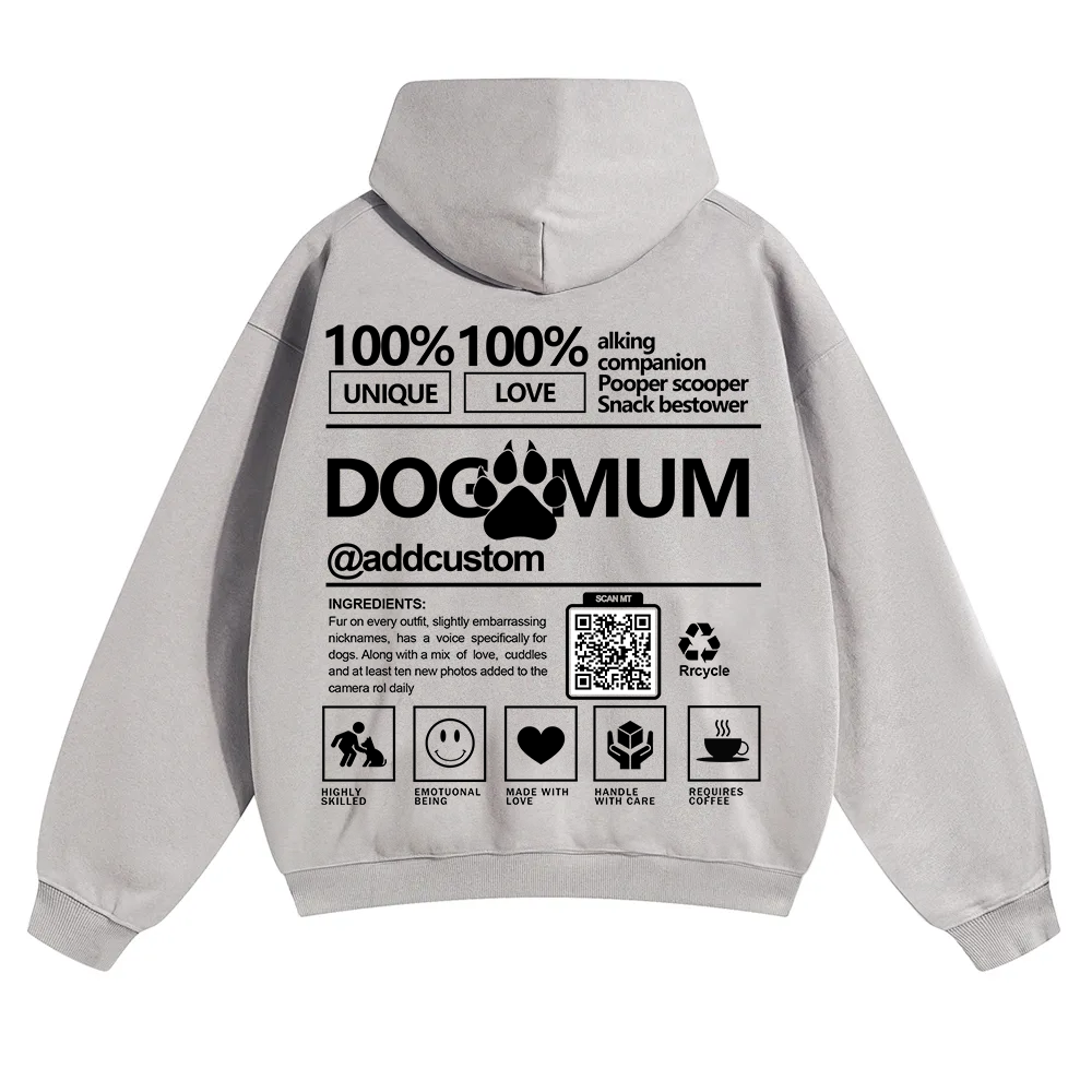 Dog Mum  Addcustom QR Code Name Solid Color Hoodie