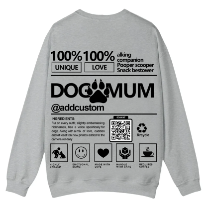 Dog Mum  Addcustom QR Code Name Unisex Casual Crewneck Sweatshirt