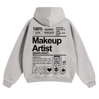 Wearishow Makeup Artist Addcustom QR Code Solid Color Hoodie