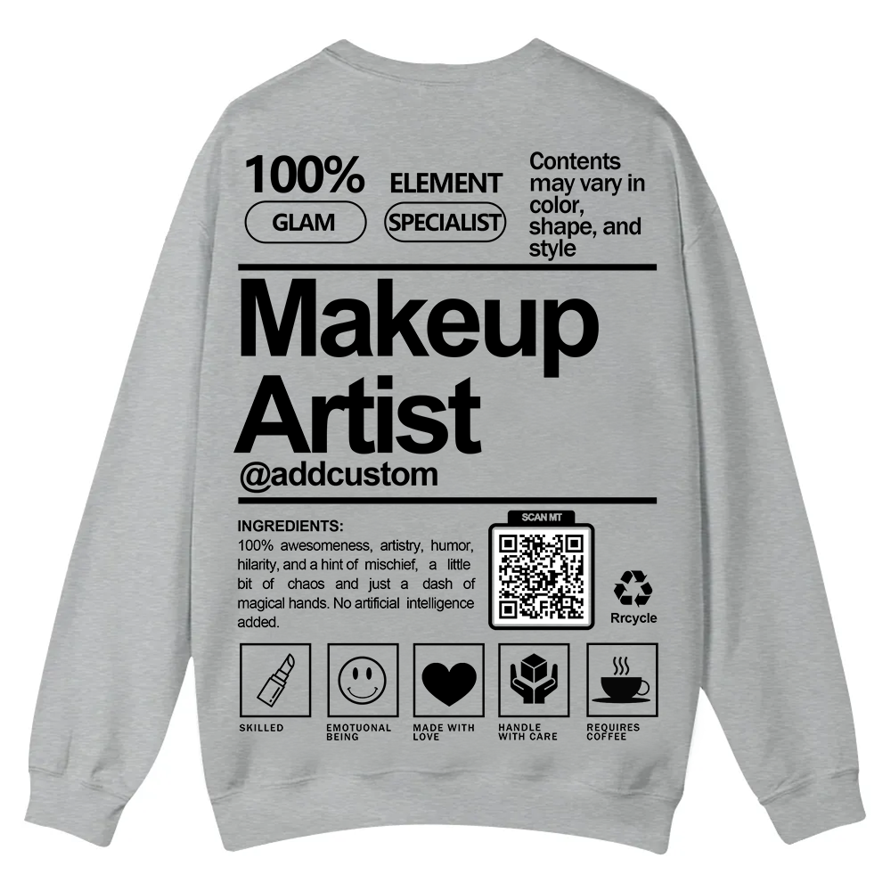 Wearishow Makeup Artist Addcustom QR Code Casual Crewneck Sweatshirt