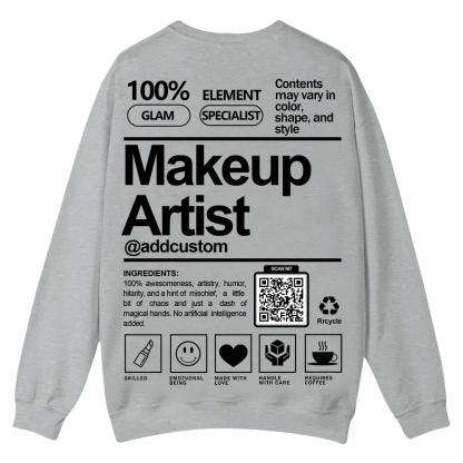 Wearishow Makeup Artist Addcustom QR Code Casual Crewneck Sweatshirt