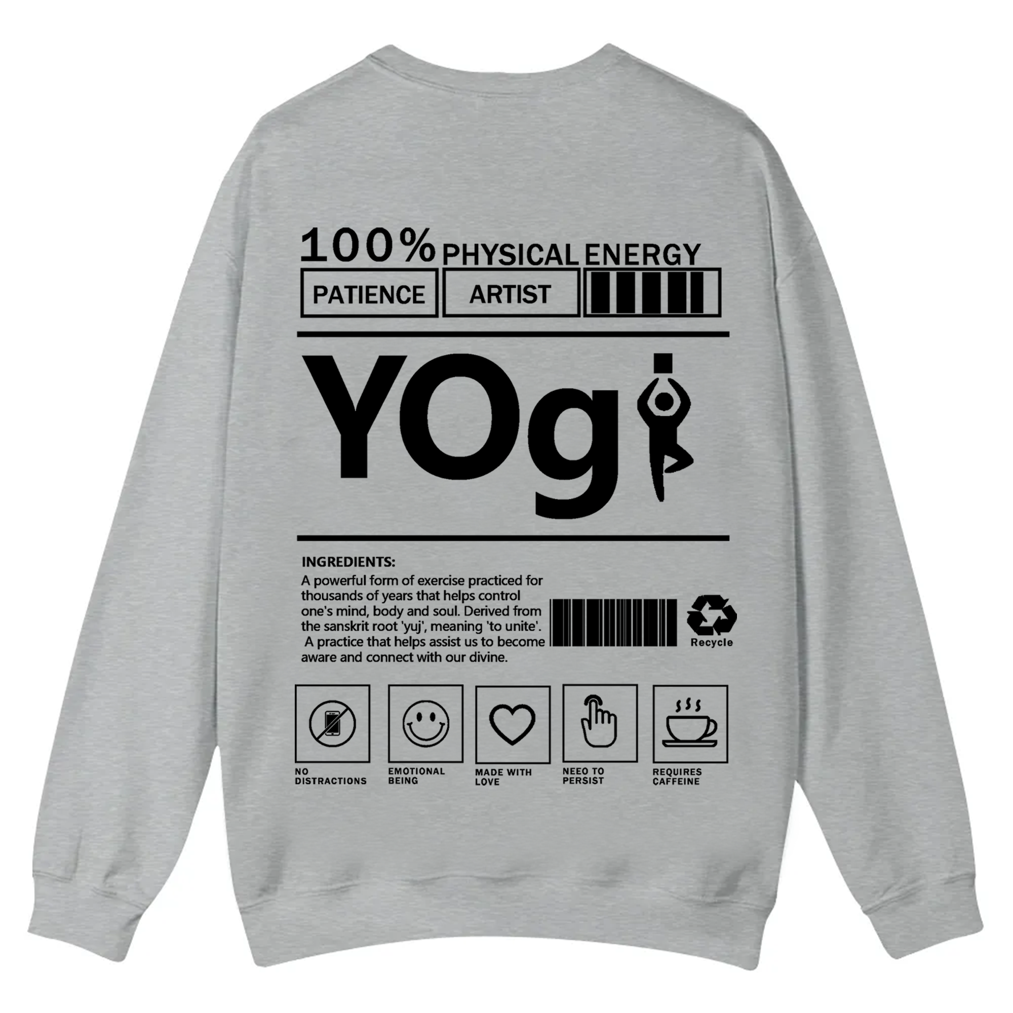 Yogi Solid Color Unisex Casual Crewneck Sweatshirt