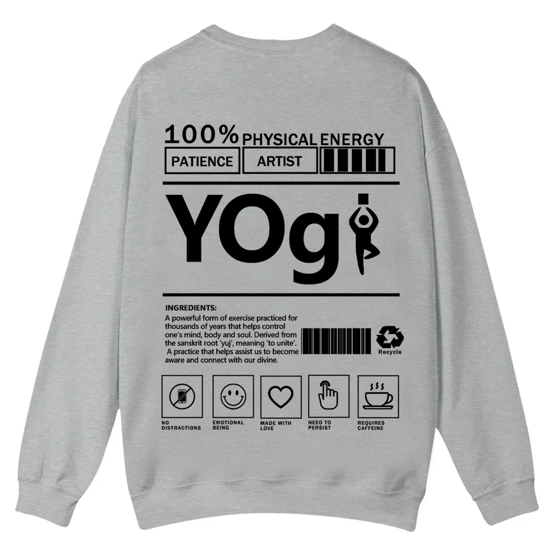 Yogi Solid Color Unisex Casual Crewneck Sweatshirt
