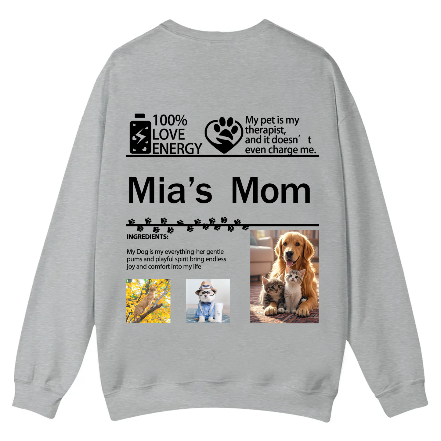 Pet Photo Creative Customized Unisex Casual Crewneck Sweatshirt