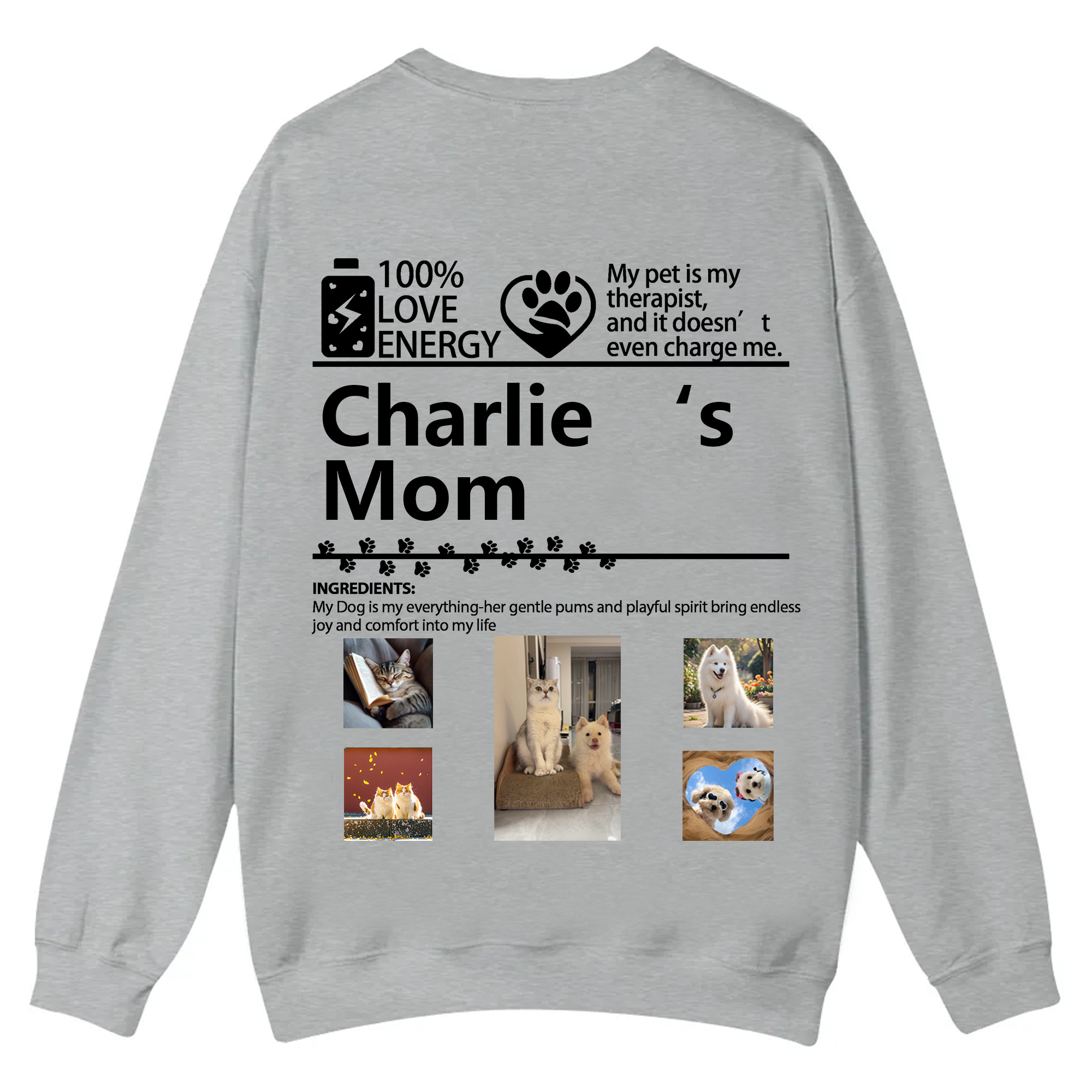 Pets Photos Creative Customized Unisex Casual Crewneck Sweatshirt