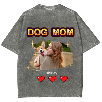 Dog Mom Pixel Photo - Personalized Custom Unisex T-shirt