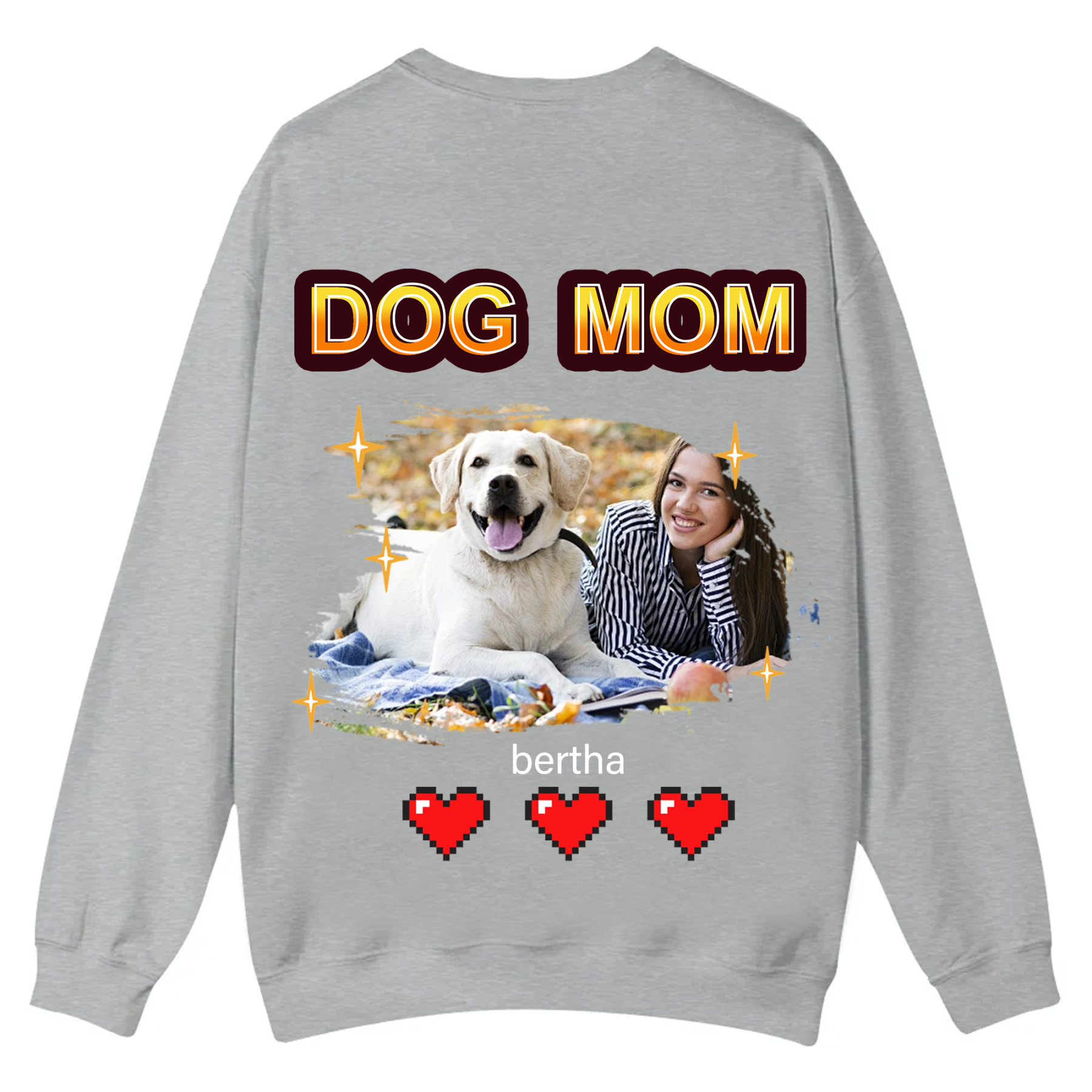 Dog Mom Pixel Photo - Personalized Custom Unisex Casual Crewneck Sweatshirt