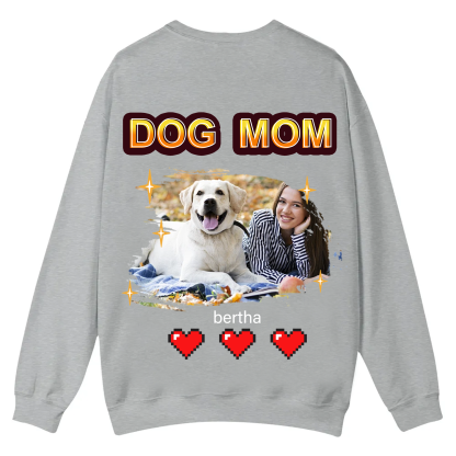 Dog Mom Pixel Photo - Personalized Custom Unisex Casual Crewneck Sweatshirt