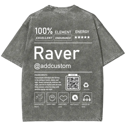 Addcustom QR Code Raver Unisex Fit Washed T-Shirt wearishow