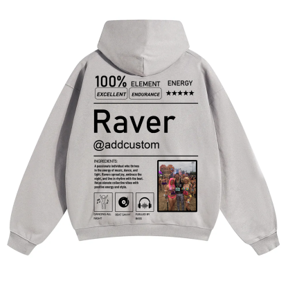 Addcustom Photo Raver Solid Color Hoodie wearishow