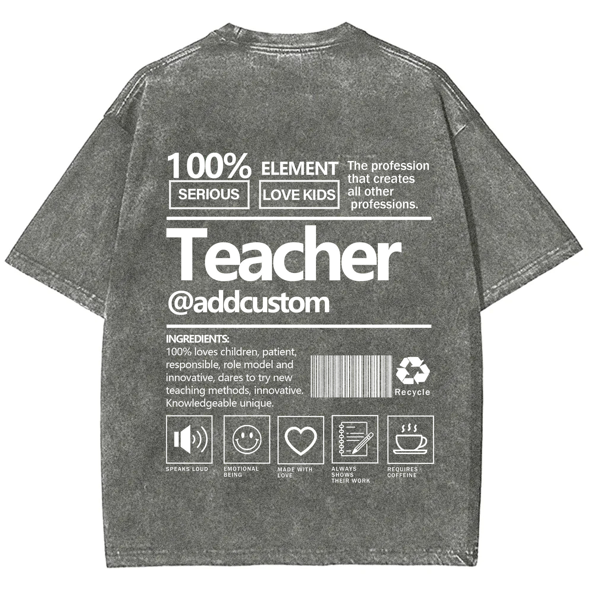 Teacher Addcustom Unisex Fit Washed T-Shirt wearishow