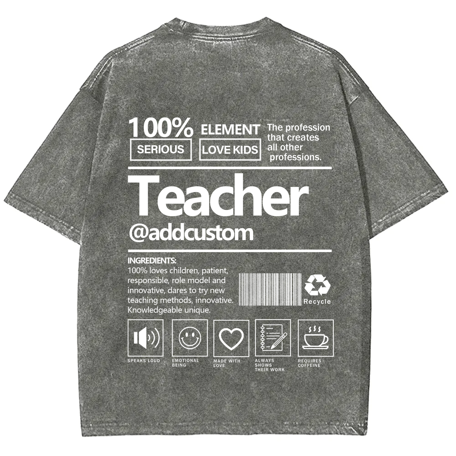 Teacher Addcustom Unisex Fit Washed T-Shirt wearishow