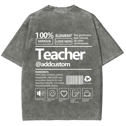 Teacher Addcustom Unisex Fit Washed T-Shirt wearishow