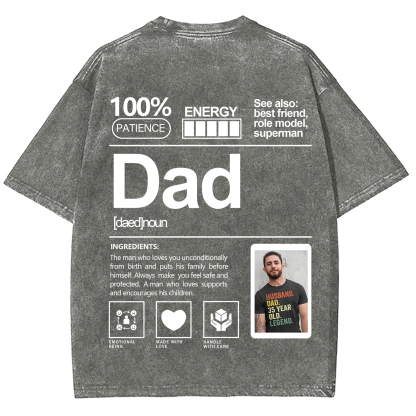 Addcustom Photo Dad Washed T-Shirt
