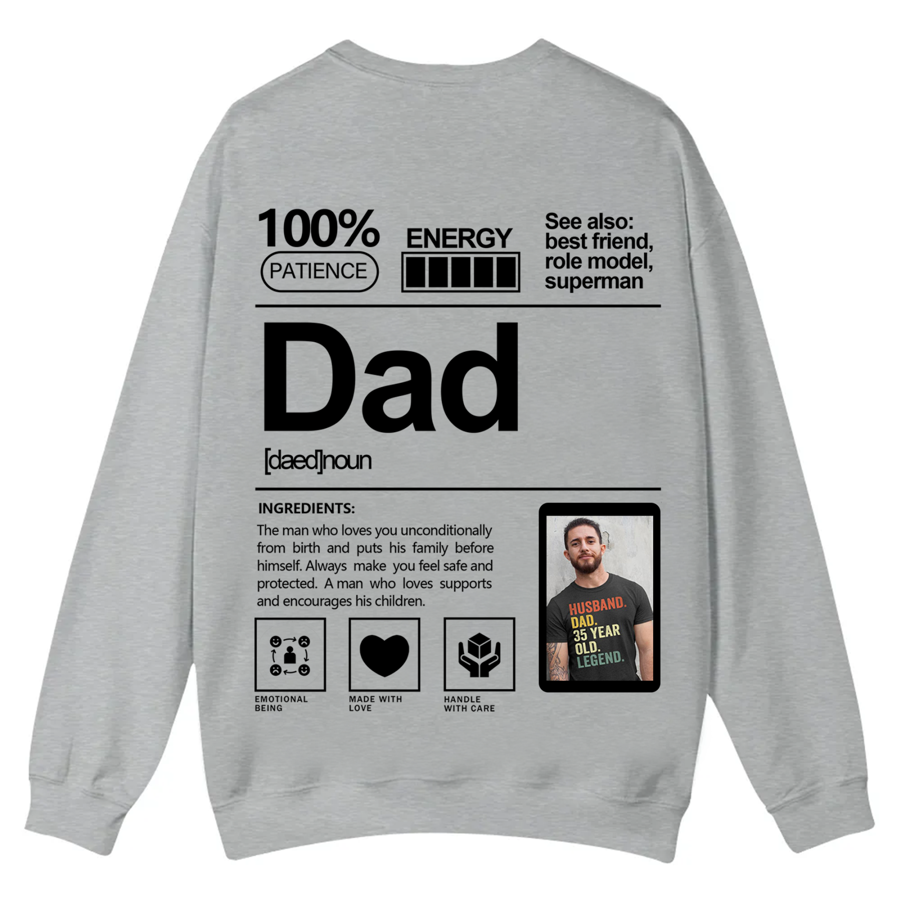 Addcustom  Photo Dad Casual Crewneck Sweatshirt