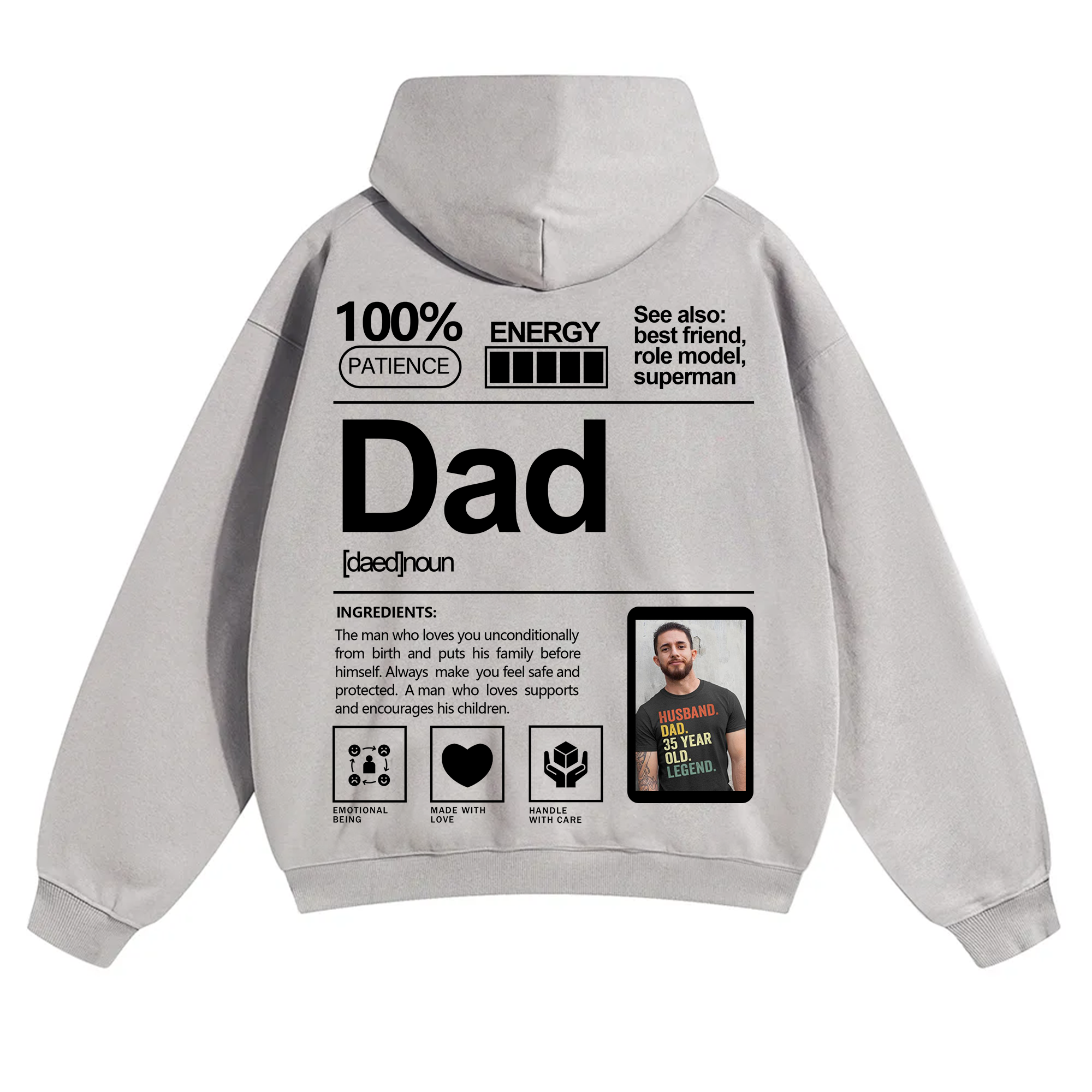 Addcustom Photo Dad Solid Color Hoodie
