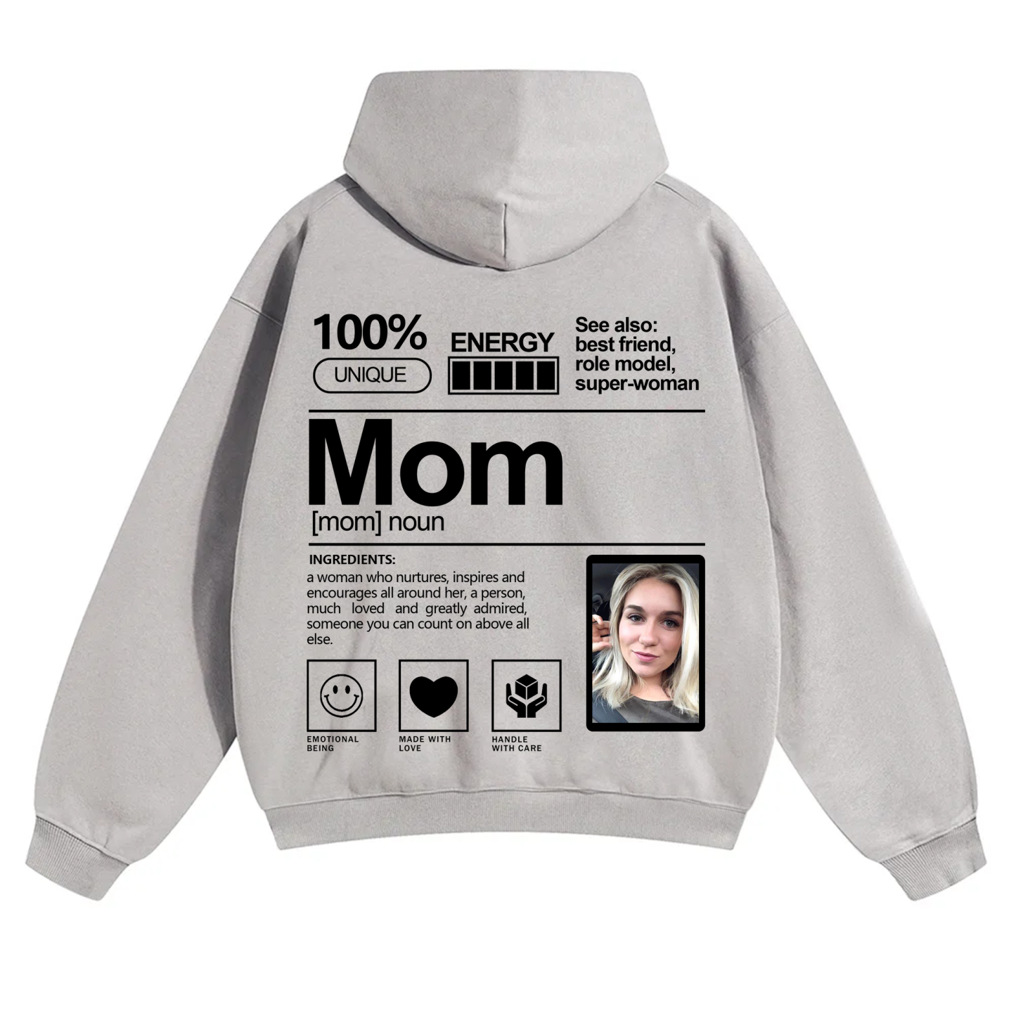 Addcustom Photo Mom Solid Color Hoodie