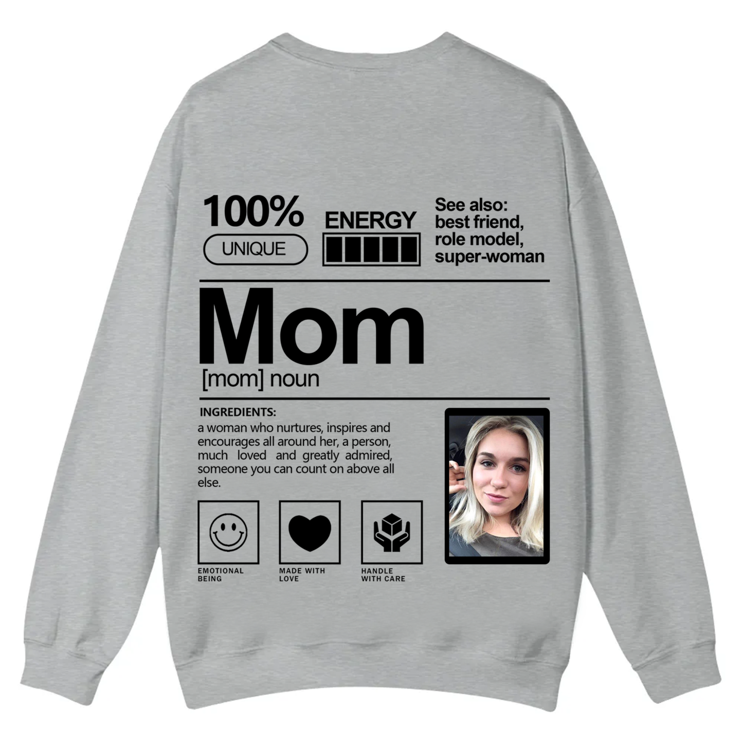 Addcustom  Photo Mom Casual Crewneck Sweatshirt