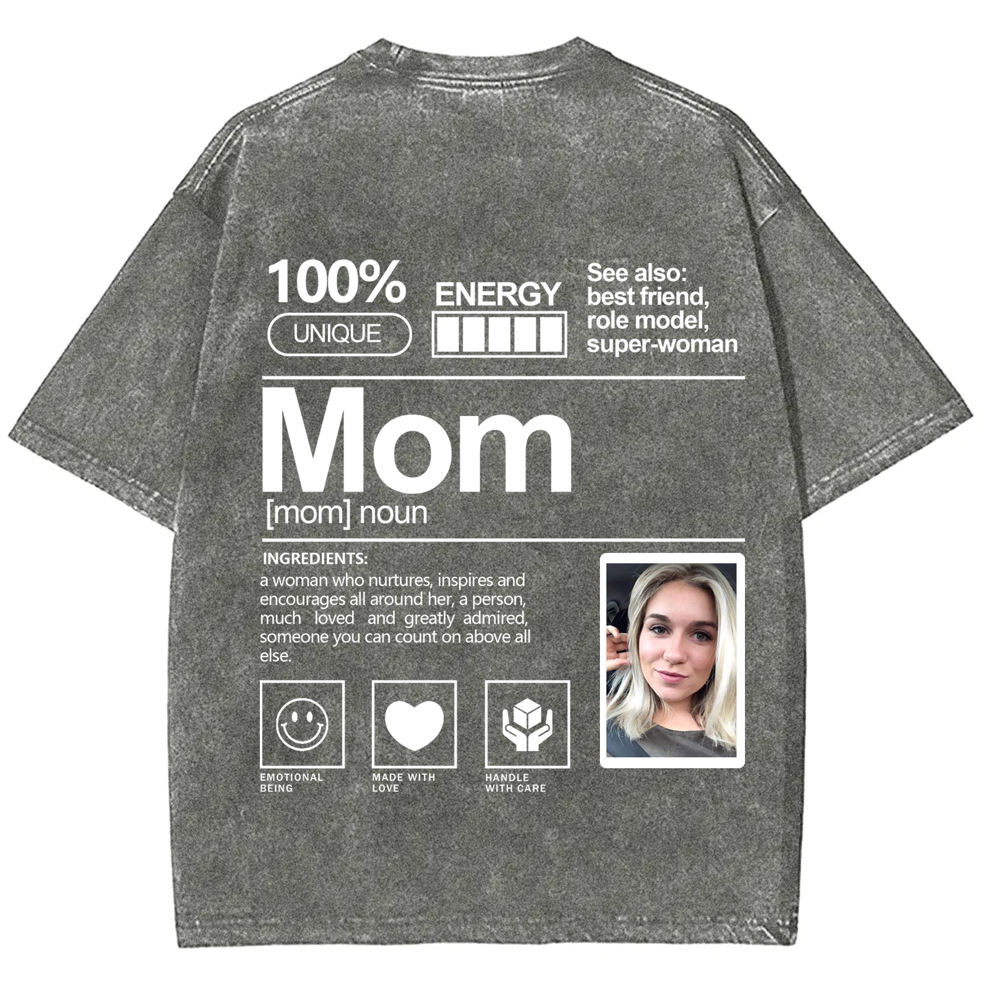 Addcustom Photo Mom Washed T-Shirt