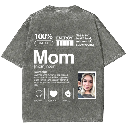 Addcustom Photo Mom Washed T-Shirt
