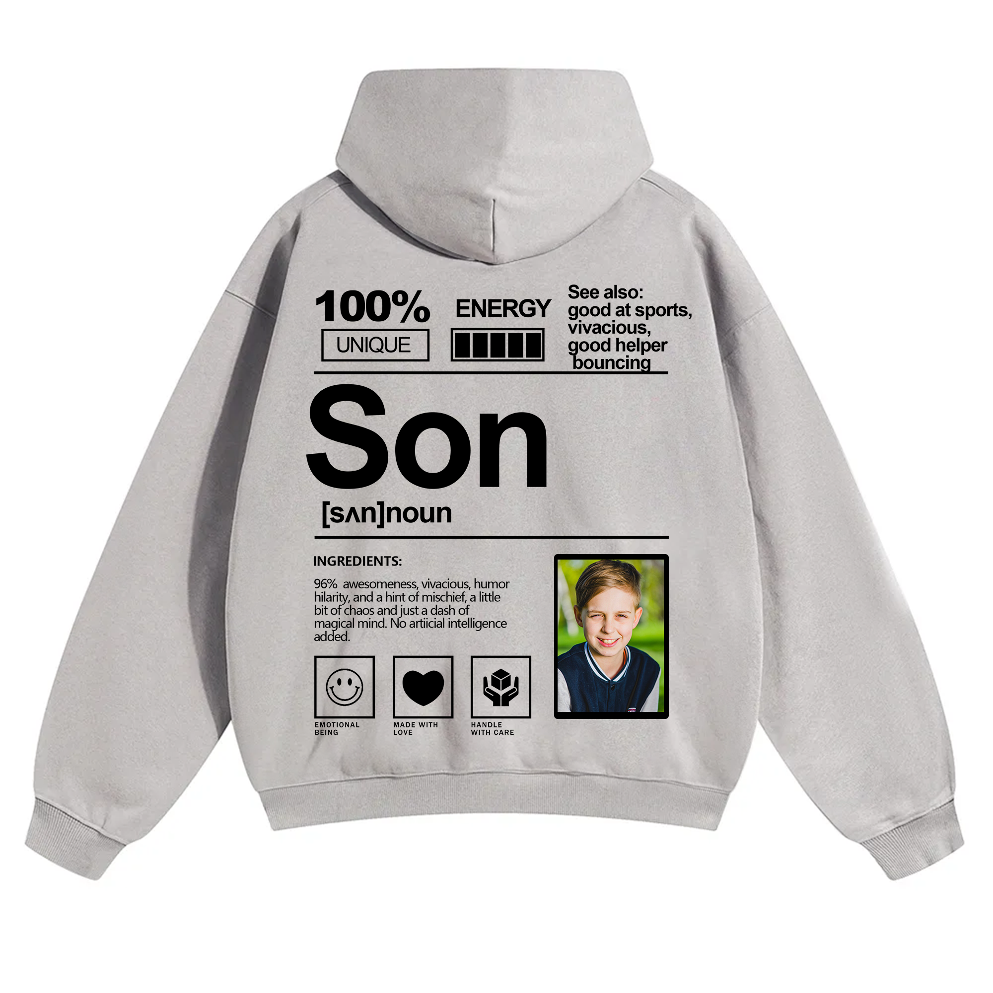 Addcustom Photo Son Solid Color Hoodie