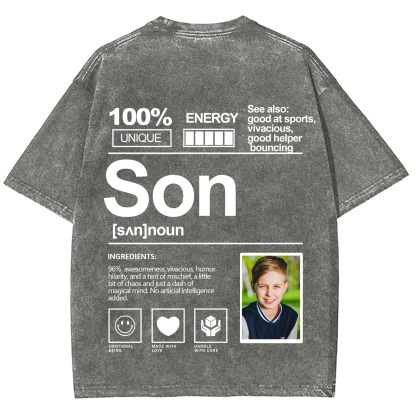 Addcustom Photo Son Washed T-Shirt