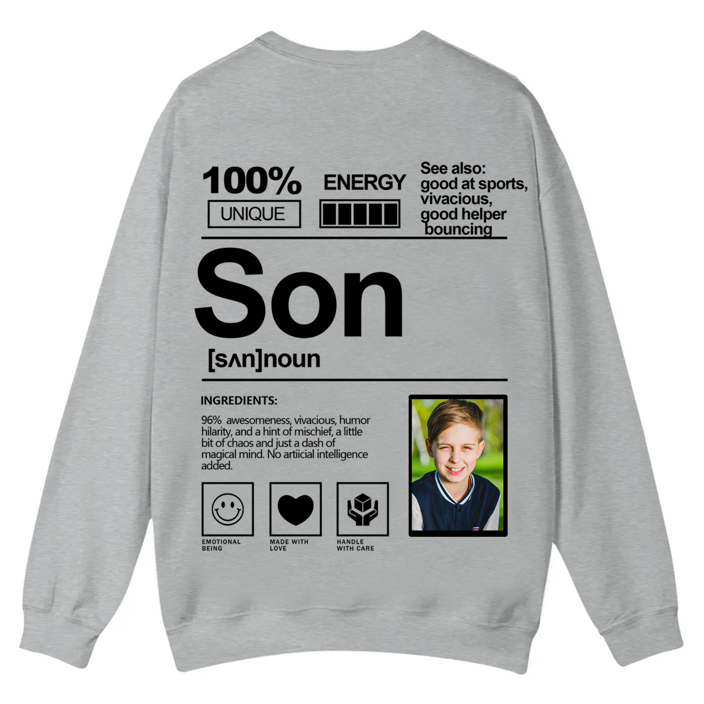 Addcustom  Photo Son Casual Crewneck Sweatshirt