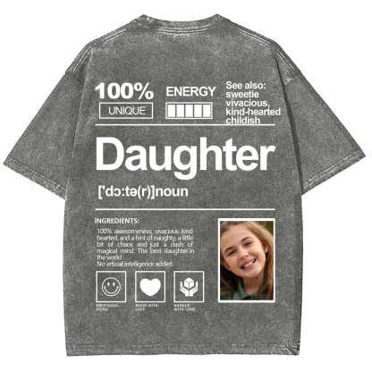 Addcustom Photo Daughter Washed T-Shirt
