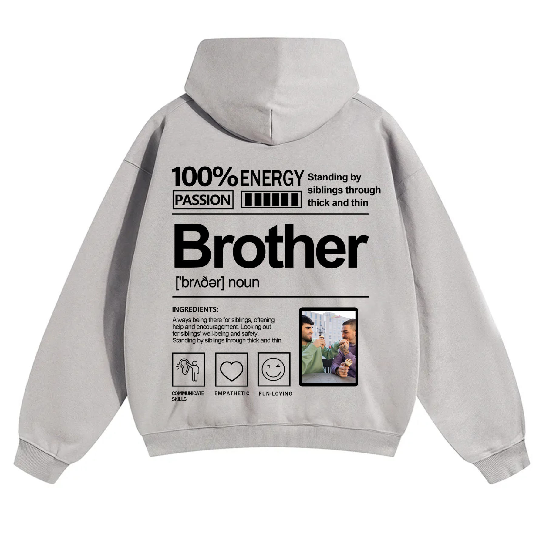Addcustom Photo Brother Solid Color Hoodie