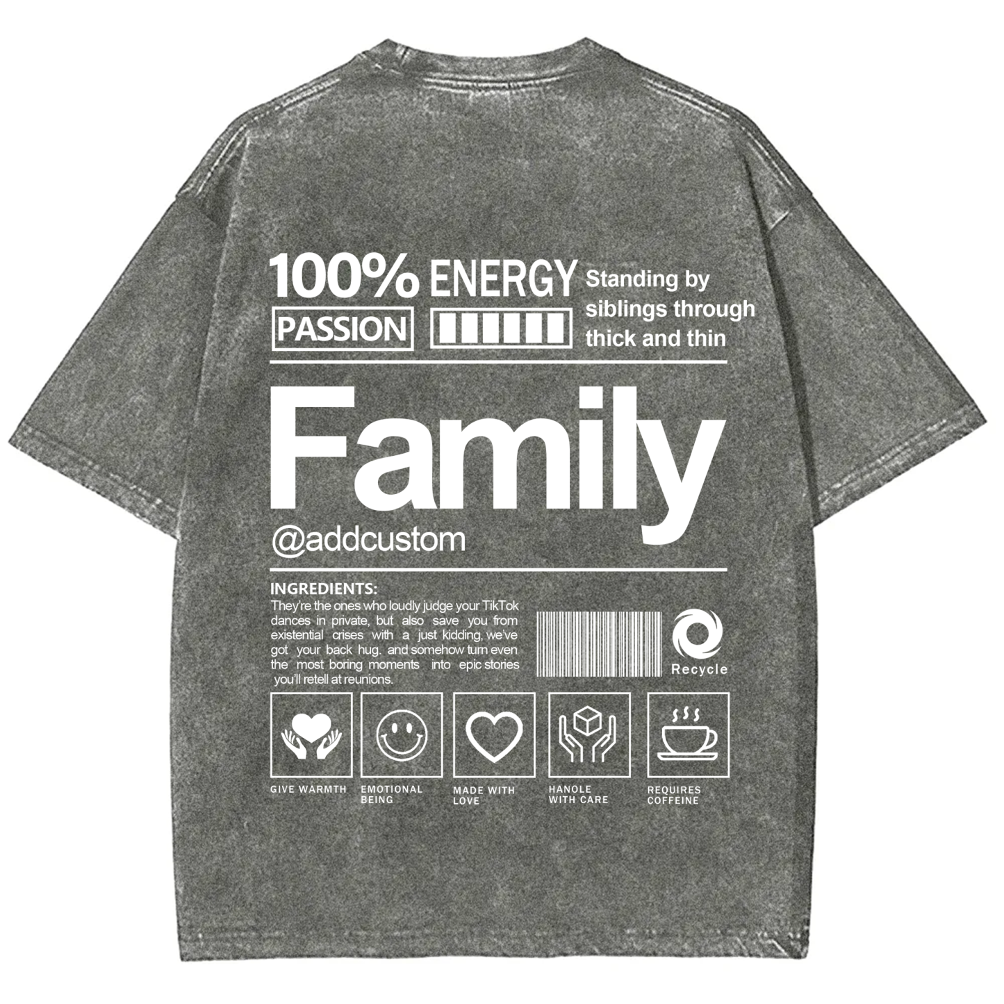 Family Addcustom Washed T-Shirt