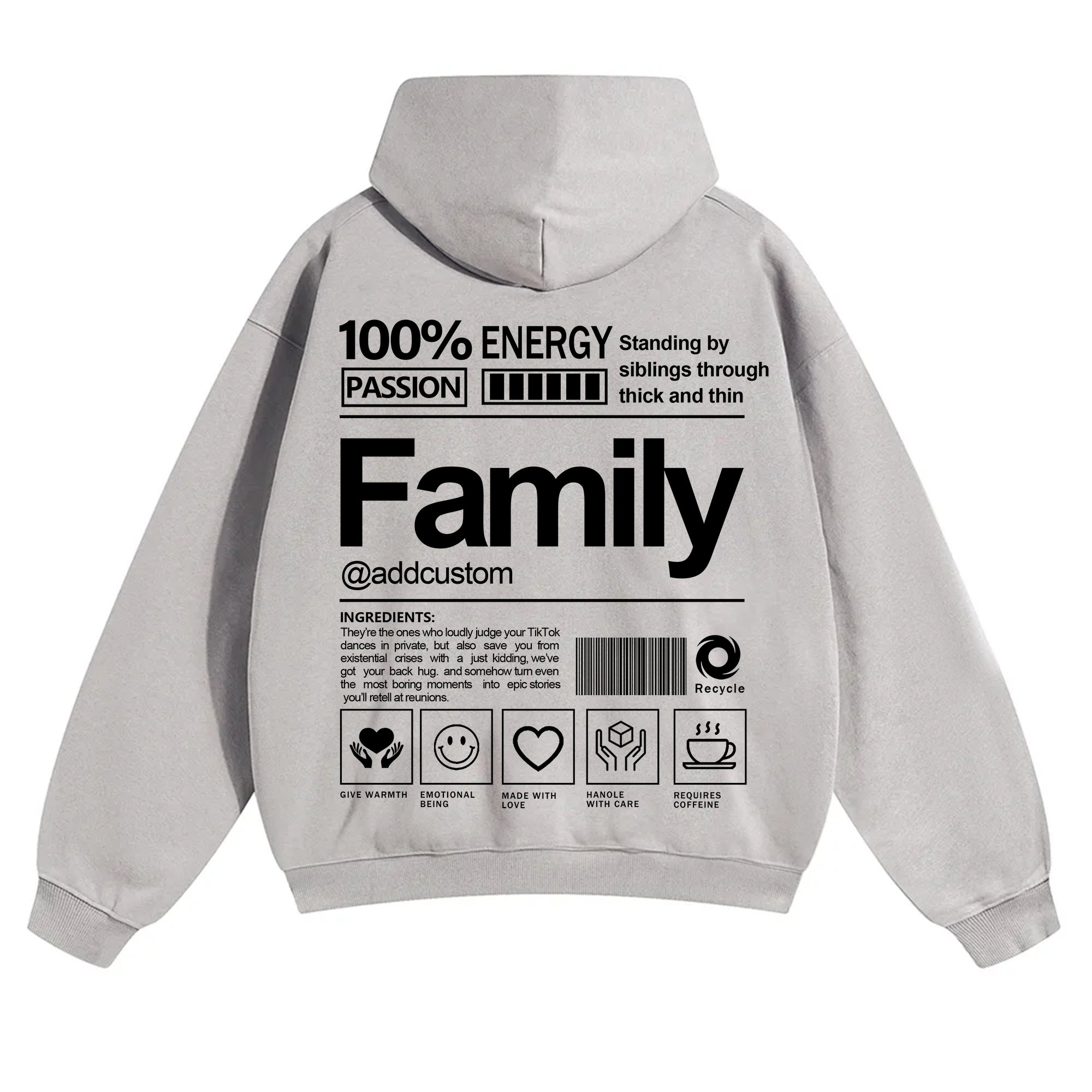 Family Addcustom Solid Color Hoodie