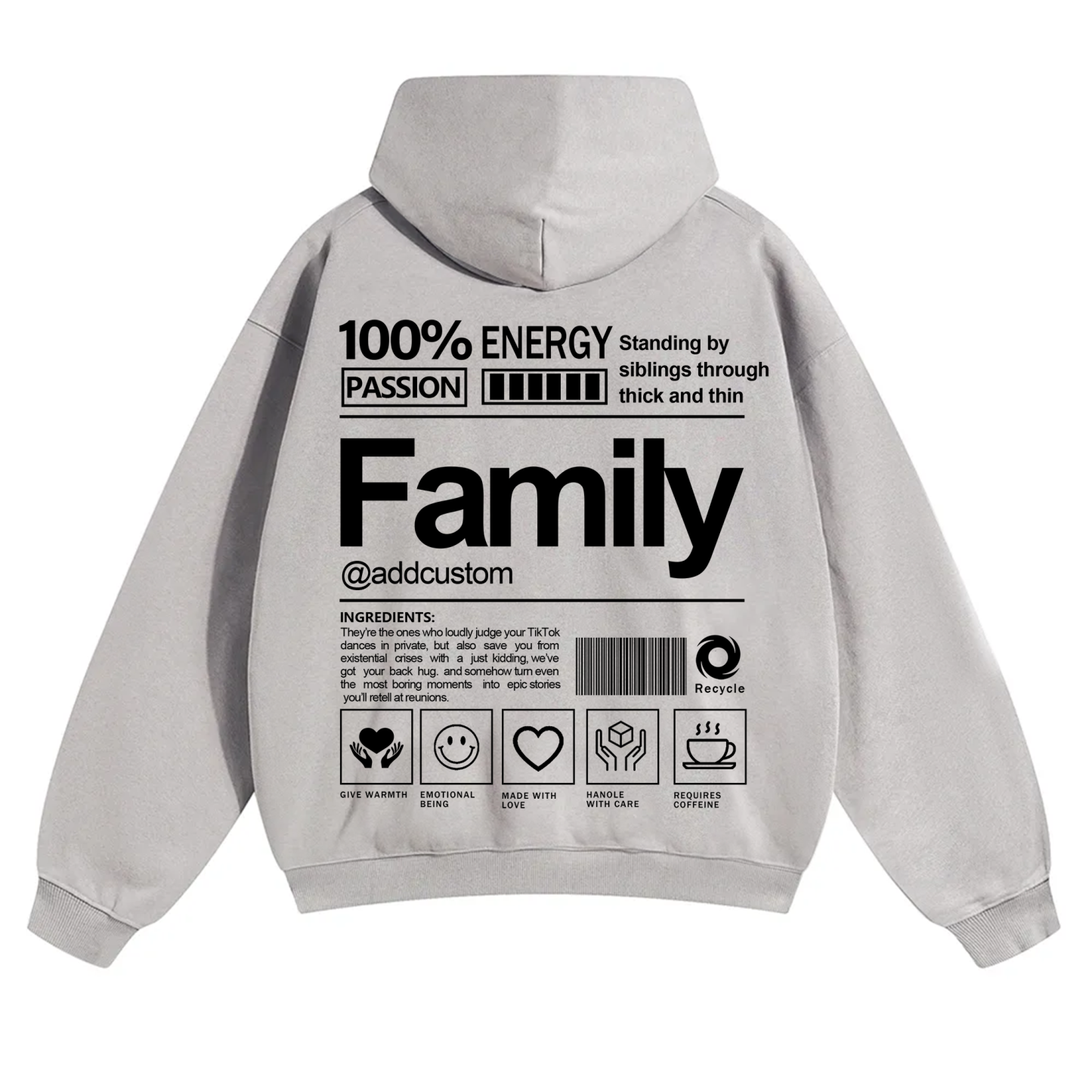 Family Addcustom Solid Color Hoodie